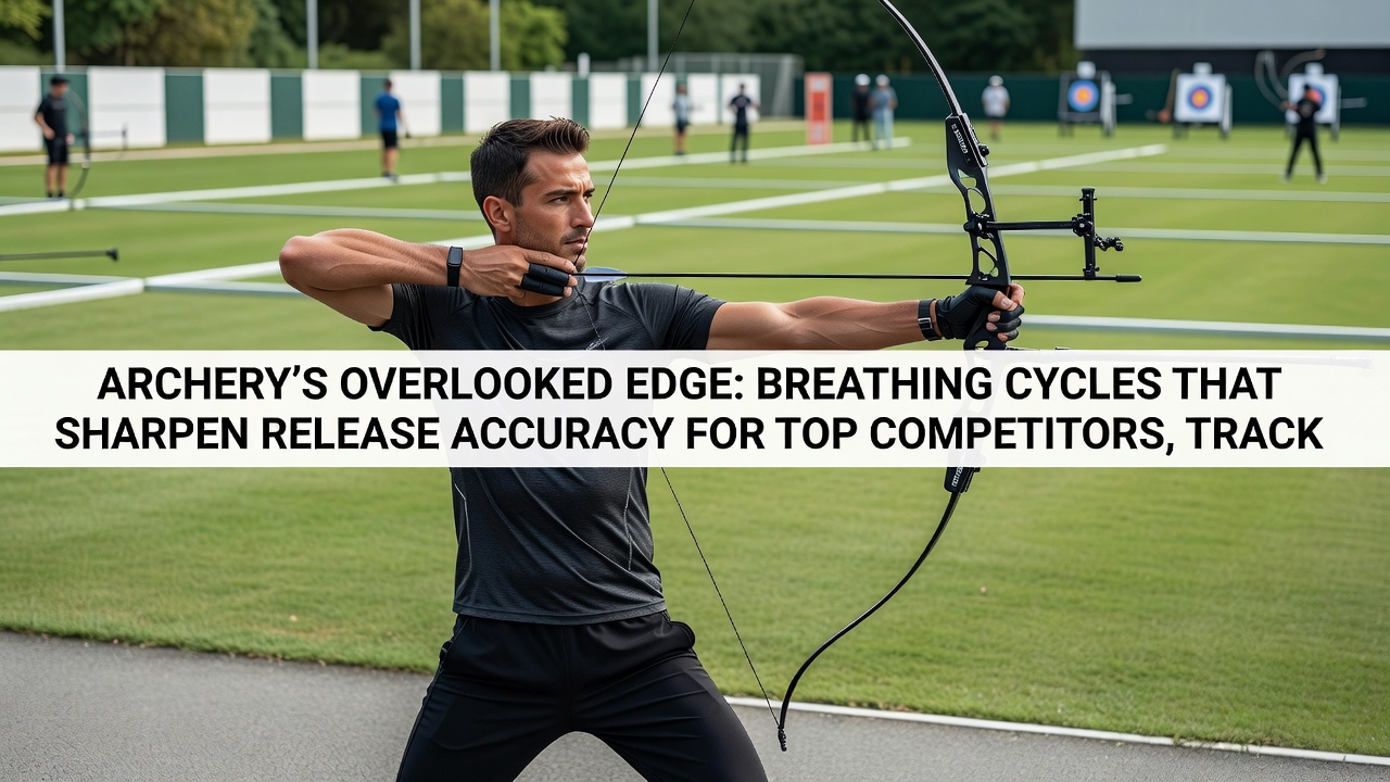 Side-by-side comparison of archery release moments with synchronized breathing cycle overlays from championship footage