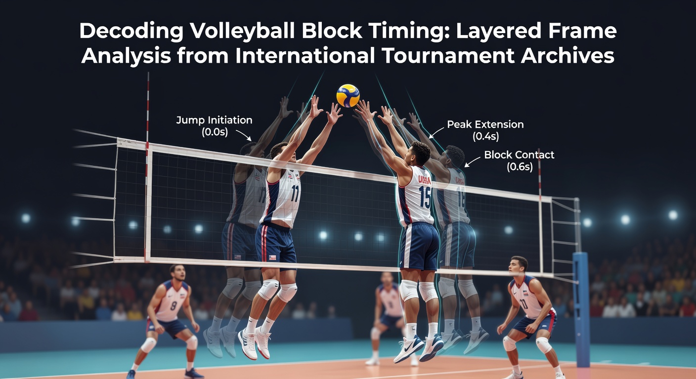 High-speed frame capture of volleyball blockers coordinating timing at the net during an international tournament match