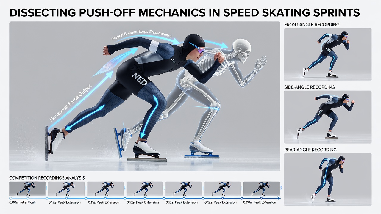 Overhead and side-angle comparison of push-off mechanics in speed skating sprint