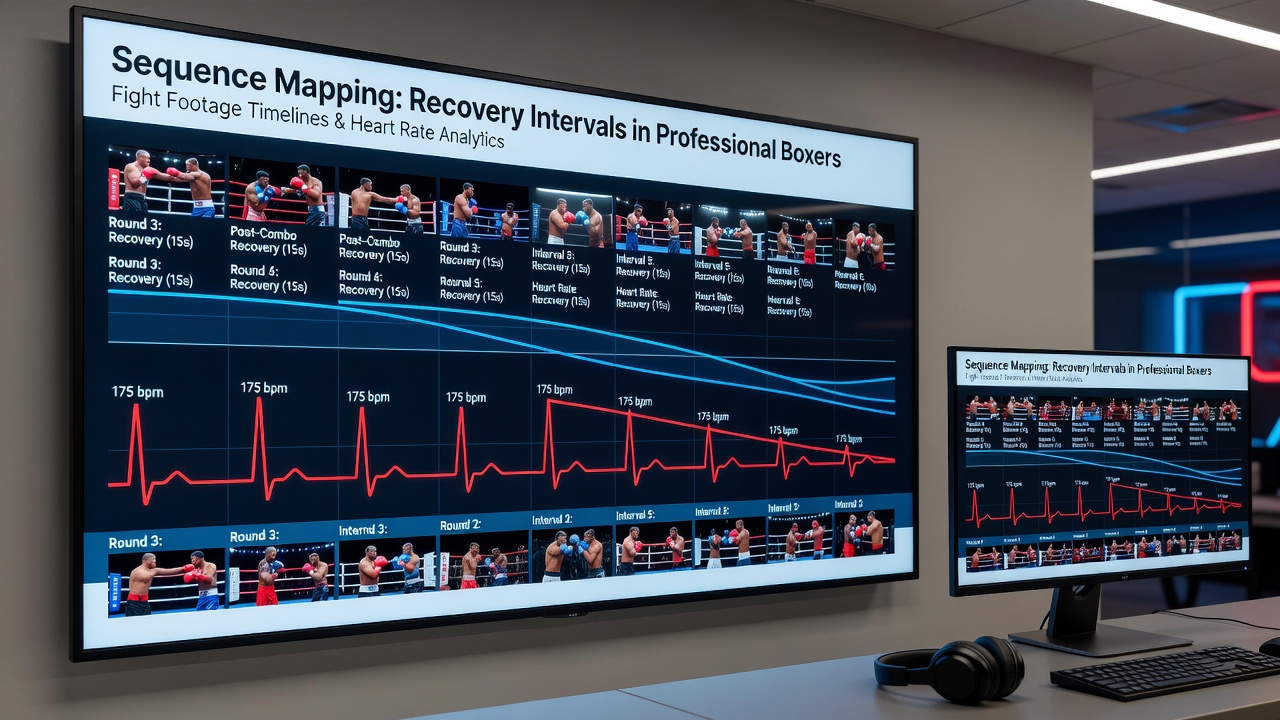 Side-by-side comparison of heart rate overlays on boxing fight timeline showing recovery interval sequences