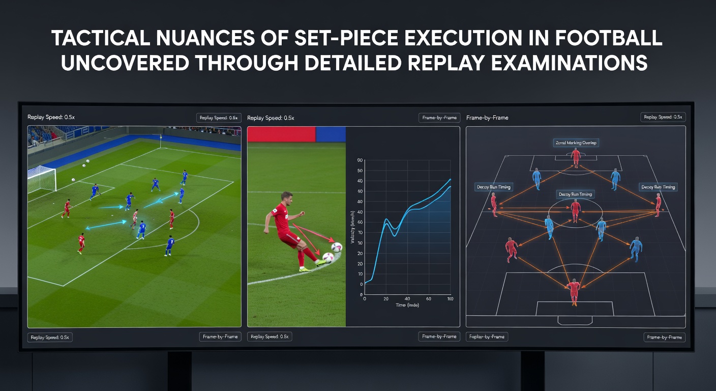 Slow-motion replay analysis highlighting defensive zonal marking adjustments and attacking player positioning at a free kick