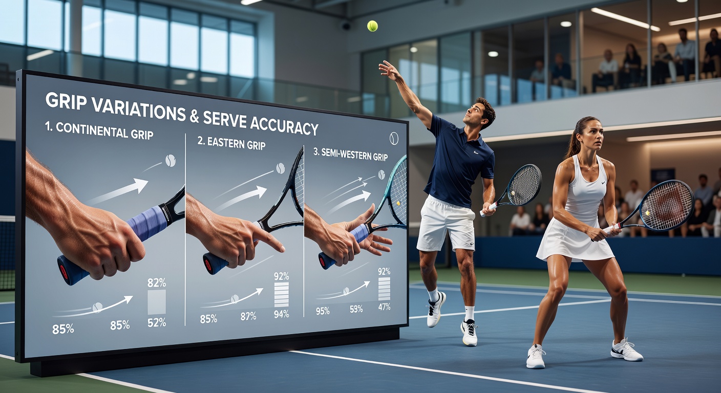 Side-by-side comparison of sequential frames illustrating grip transitions in professional tennis serves